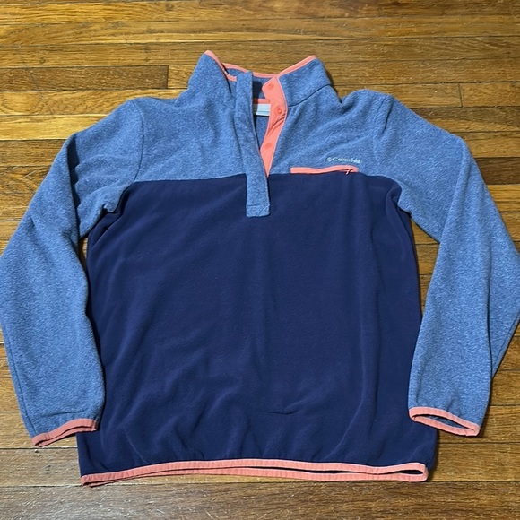 Columbia Tops - Columbia Blue and Coral Fleece Pullover Top, Large